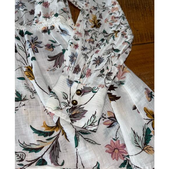 Womens Anthropologie Ginevra Floral Lace Babydoll Boho Long Sleeve Blouse XS - Picture 5 of 12